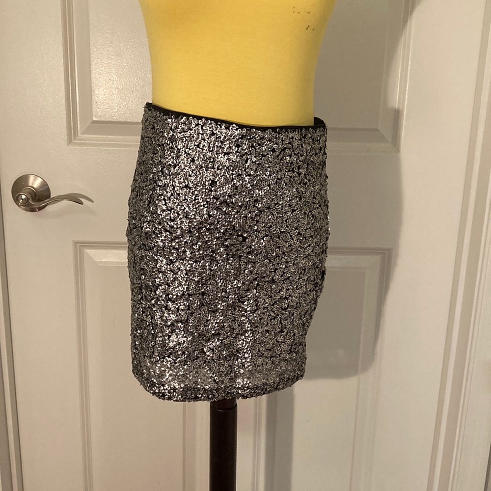 Silver sequenced party skirt
